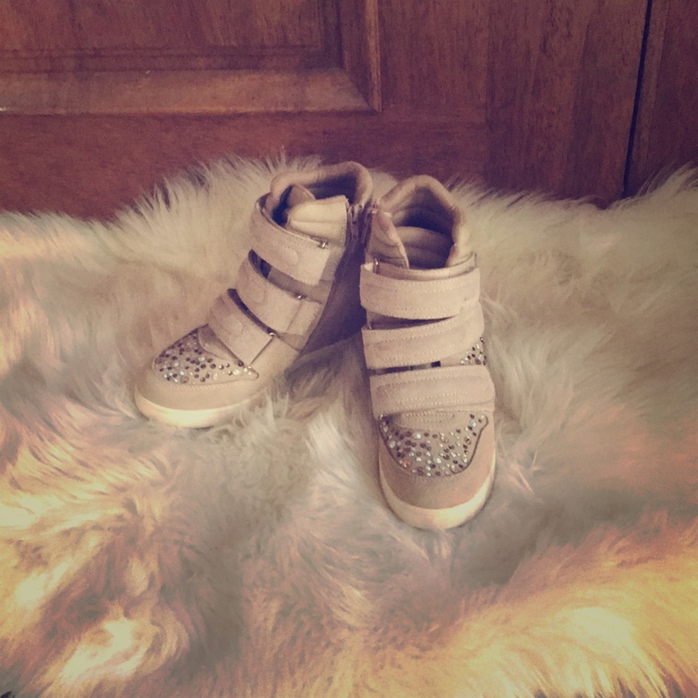 Gemstone, tan colored high heel sneakers
